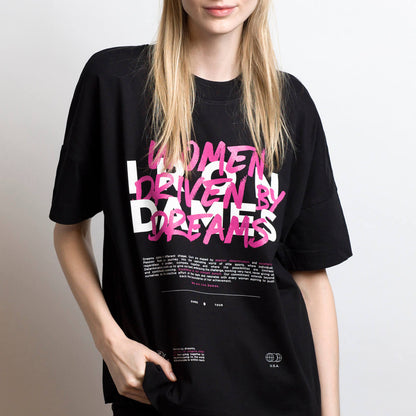 BLACK TSHIRT - WOMEN DRIVEN BY DREAMS